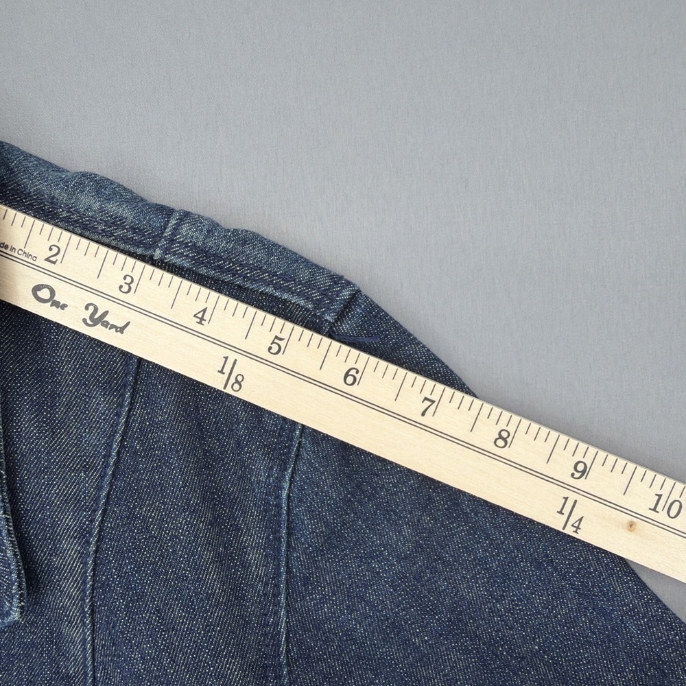 Levis Strauss Jacket Womens Large Blue Denim 2 Button Waist Stretch Button Up - Picture 11 of 12